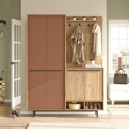 Hanah Home OS1-SK Soporte para Recibidor Roble y Rojo Teja